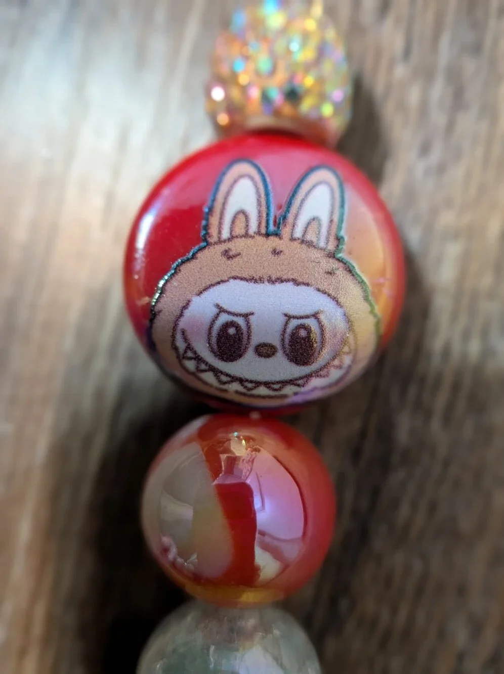 Red Labubu Pen,,Very Sparkly And Beautiful! Fun Pen! Handmade By Me!